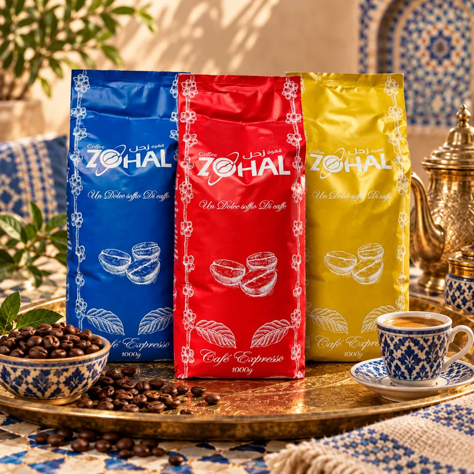 Café en grains et tasse en céramique